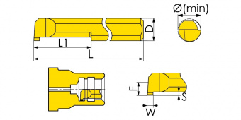 MGR-5-B1.0-L30-JF610M Мини-резец для обработки внутренних прямоугольных канавок с радиусной фаской