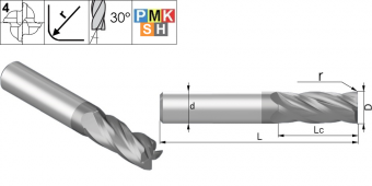 B4S0500R0050LG-LU40 Фреза твердосплавная радиусная