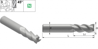 AL-3E-D1.0 Фреза концевая твердосплавная (SANT)