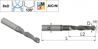 DPMK1.116.12.129.184.IC.AlCrN Сверло твердосплавное по металлу