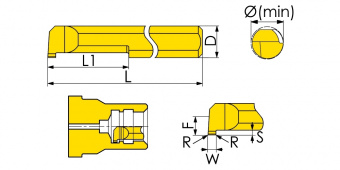 MGR-6-B2.0-L15-JF610M Мини-резец для обработки внутренних прямоугольных канавок с радиусной фаской