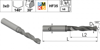 BD03A0560-HF35 Сверло твердосплавное по металлу 5,6 мм (3xD)